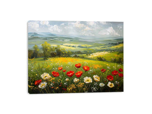 poppy meadow canvas art for peaceful living room decor.