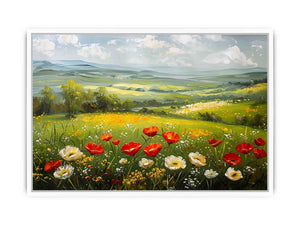 poppy meadow canvas art for peaceful living room decor.