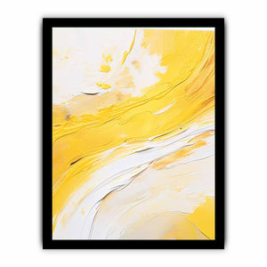 Yellow and white abstract canvas art for bright modern living room decor.