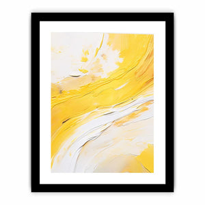 Yellow and white abstract canvas art for bright modern living room decor.