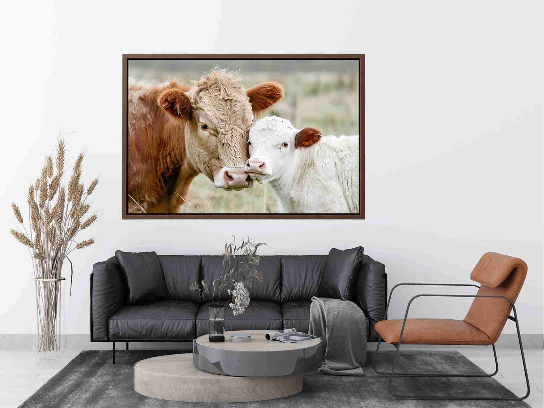 Cow and calf photography for warm farmhouse living room decor