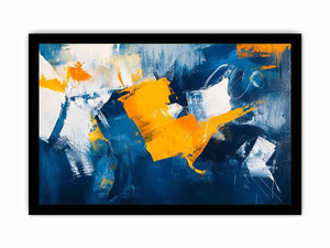 Blue and gold abstract painting for luxury living room decor