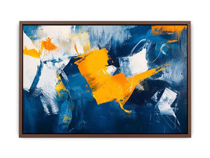 Blue and gold abstract painting for luxury living room decor