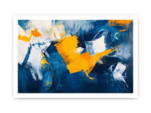 Blue and gold abstract painting for luxury living room decor