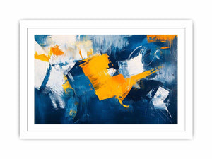 Blue and gold abstract painting for luxury living room decor