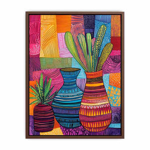 Colorful patterned vase artwork for eclectic living room decor