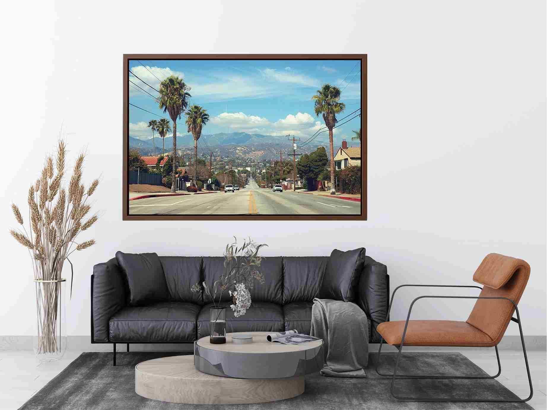 Palm tree boulevard photography for modern office wall decor