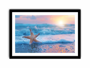 Starfish beach photography for serene coastal bedroom decor