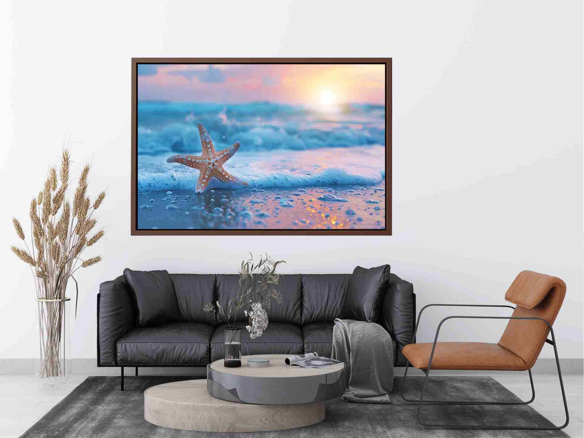 Starfish beach photography for serene coastal bedroom decor
