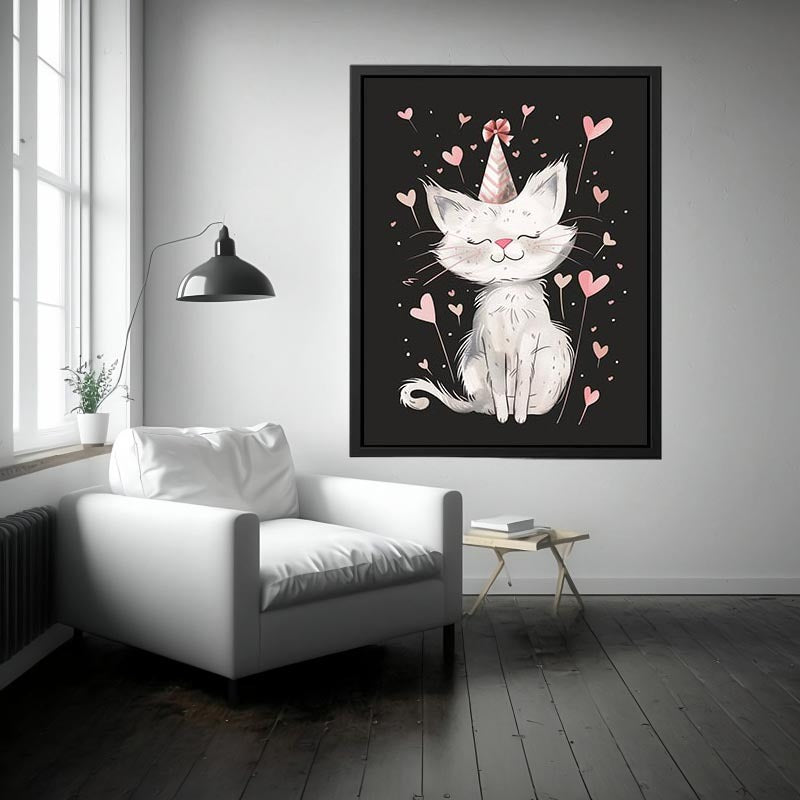 Cute cat illustration for kids room wall decor