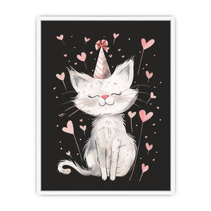 Cute cat illustration for kids room wall decor