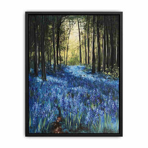 Bluebell forest landscape artwork for nature inspired decor