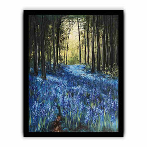 Bluebell forest landscape artwork for nature inspired decor