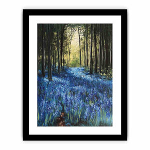 Bluebell forest landscape artwork for nature inspired decor