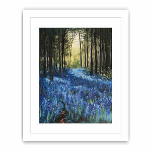 Bluebell forest landscape artwork for nature inspired decor