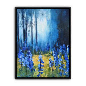Blue floral landscape canvas art for peaceful interiors