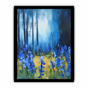 Blue floral landscape canvas art for peaceful interiors