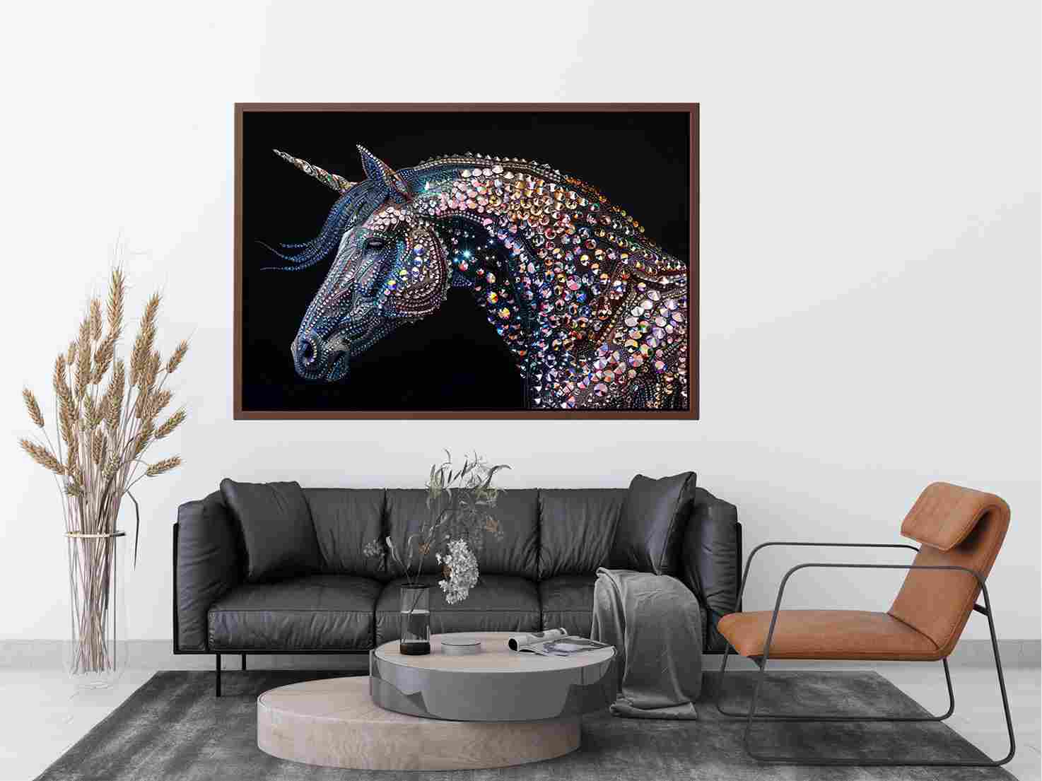 Crystal unicorn artwork for fantasy themed wall decor
