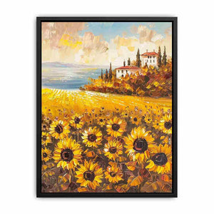 Sunflower field artwork for bright kitchen wall decor