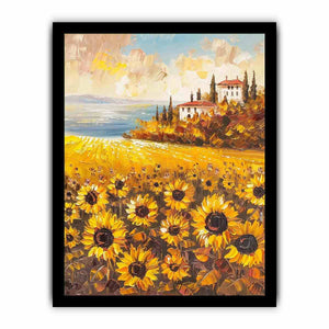Sunflower field artwork for bright kitchen wall decor