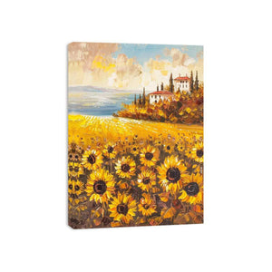 Sunflower field artwork for bright kitchen wall decor