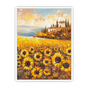 Sunflower field artwork for bright kitchen wall decor