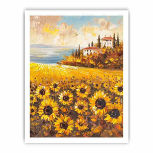 Sunflower field artwork for bright kitchen wall decor