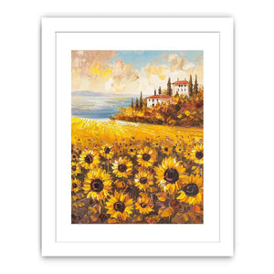 Sunflower field artwork for bright kitchen wall decor