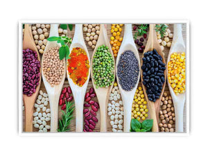 Colorful beans and spices artwork for kitchen and dining room decor