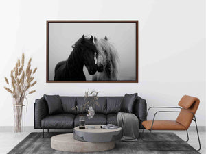 Black and white horse portrait artwork for elegant home decor