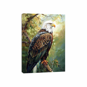 Majestic eagle artwork perched in nature for office and living room decor