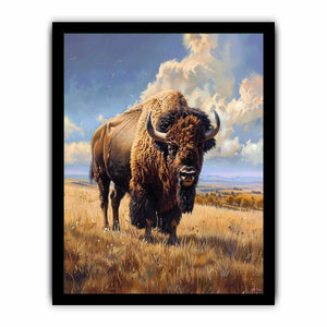 Majestic bison wildlife canvas art for rustic modern living room decor