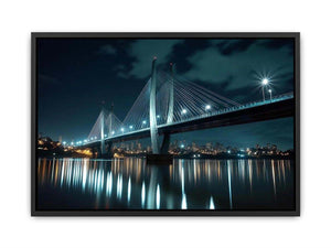 Modern bridge cityscape canvas art for office and contemporary living room