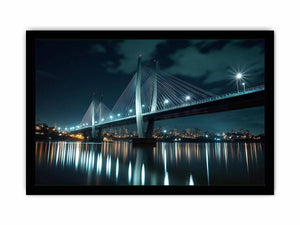Modern bridge cityscape canvas art for office and contemporary living room