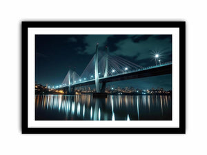 Modern bridge cityscape canvas art for office and contemporary living room