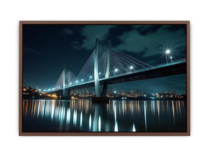 Modern bridge cityscape canvas art for office and contemporary living room