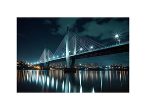 Modern bridge cityscape canvas art for office and contemporary living room