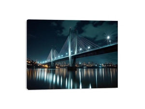 Modern bridge cityscape canvas art for office and contemporary living room