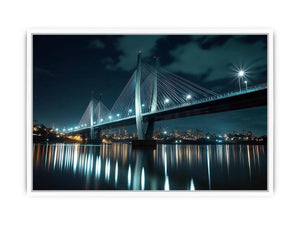 Modern bridge cityscape canvas art for office and contemporary living room