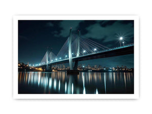 Modern bridge cityscape canvas art for office and contemporary living room