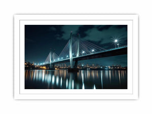 Modern bridge cityscape canvas art for office and contemporary living room