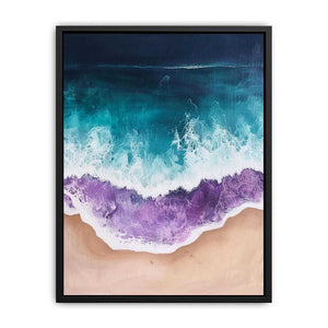 Abstract ocean wave canvas art for modern coastal bedroom decor