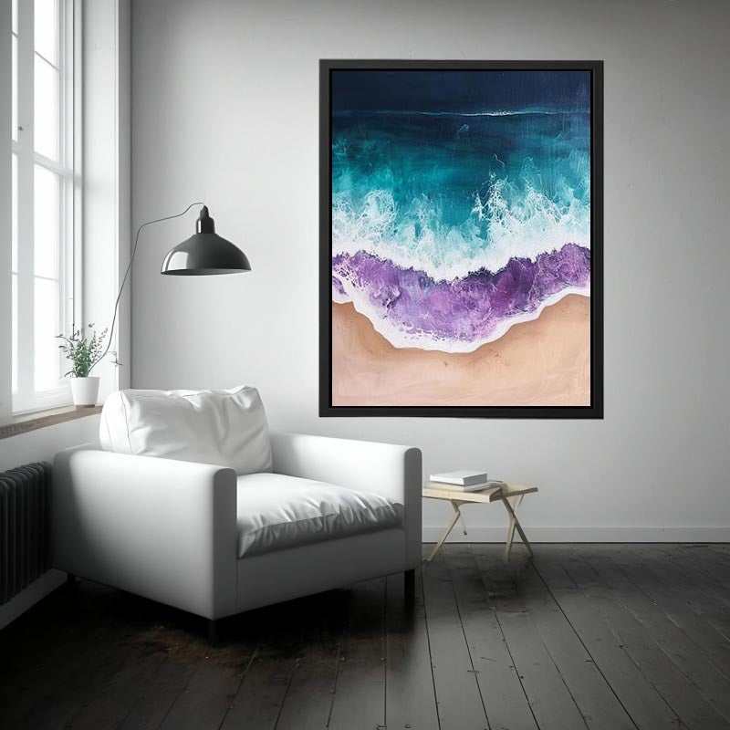 Abstract ocean wave canvas art for modern coastal bedroom decor