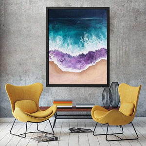 Abstract ocean wave canvas art for modern coastal bedroom decor