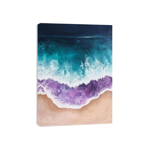 Abstract ocean wave canvas art for modern coastal bedroom decor