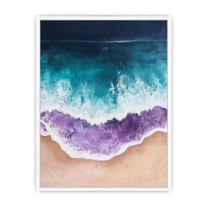 Abstract ocean wave canvas art for modern coastal bedroom decor