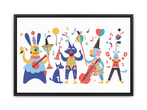 Whimsical animal band artwork for nursery and kids room decor