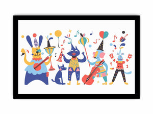 Whimsical animal band artwork for nursery and kids room decor