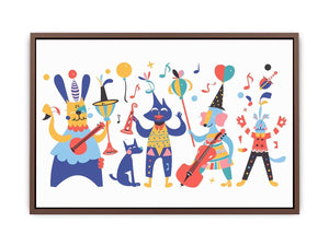 Whimsical animal band artwork for nursery and kids room decor