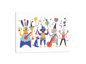 Whimsical animal band artwork for nursery and kids room decor